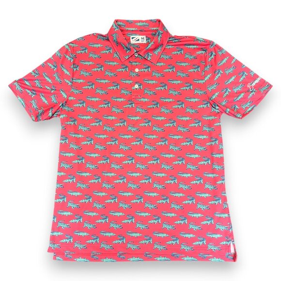 Bermies Men's Gator Pattern Polo Size Medium - Picture 1 of 5